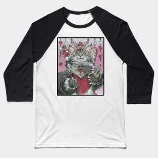 The Queen of Hearts Cat - Black Outlined Version Baseball T-Shirt